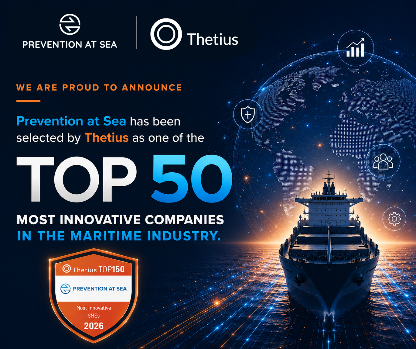 Thetius Names Prevention at Sea in TOP 50 Most Innovative Companies in the Maritime Industry